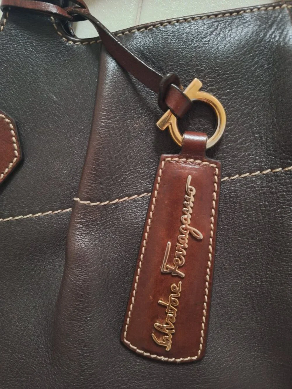 Vintage Ferragamo Brown leather bag